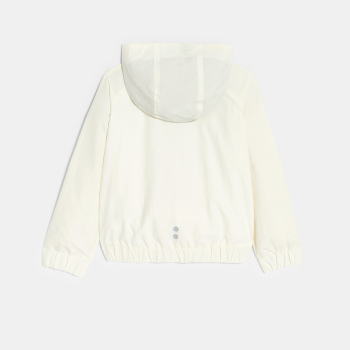 سترة واقية من المطر بغطاء رأس باللون البيج للفتيات